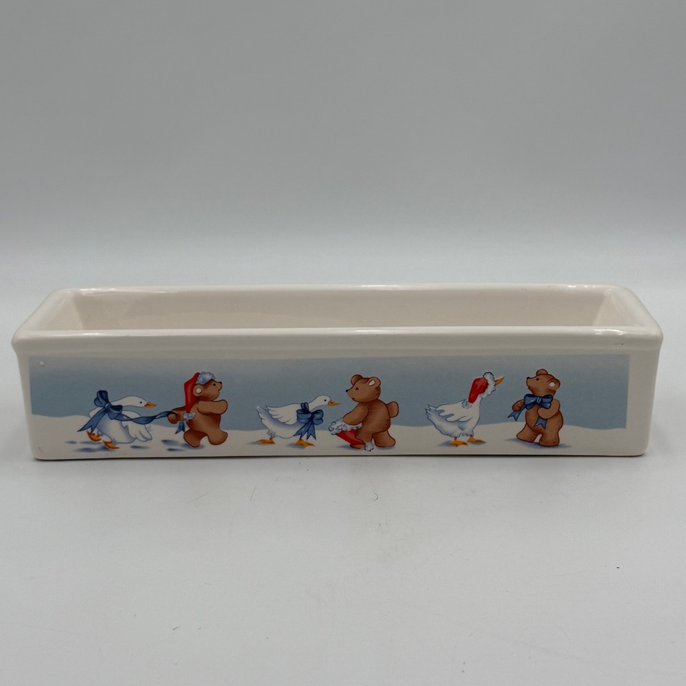 Vintage House of Lloyd 1988 Bear and Goose Ceramic Rectangular Planter Tray
